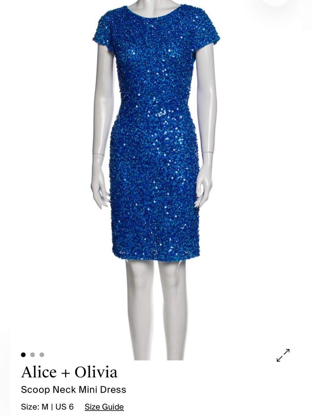 Alice + Olivia Royal Blue Sequin Scoop Neck Mini Dress